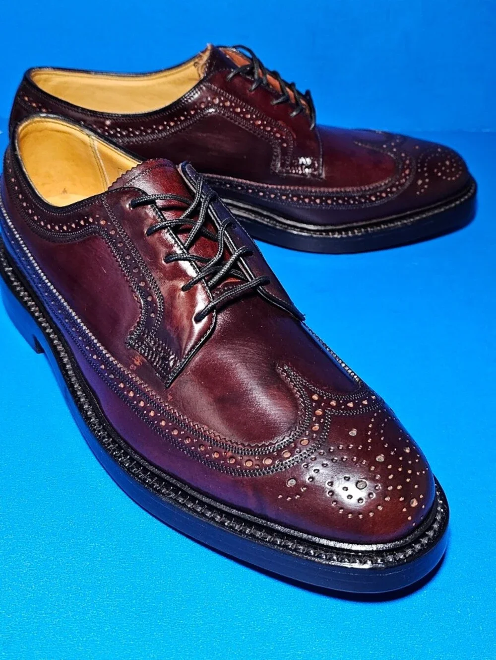 vintage florsheim royal imperial shell cordovan wingtip  burgundy shoe Size 8 D